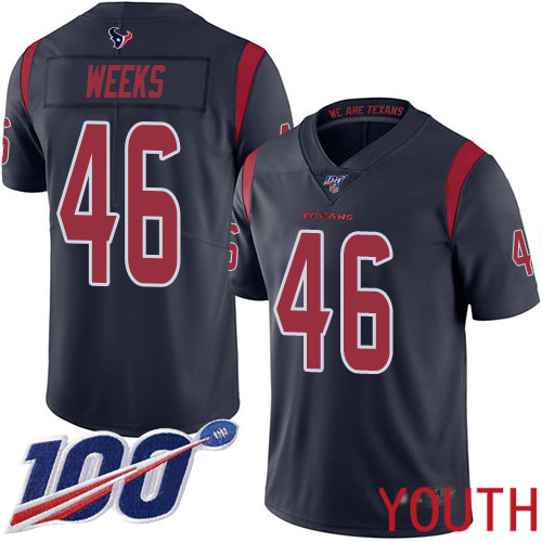 Houston Texans Limited Navy Blue Youth Jon Weeks Jersey NFL Football 46 100th Season Rush Vapor Untouchable